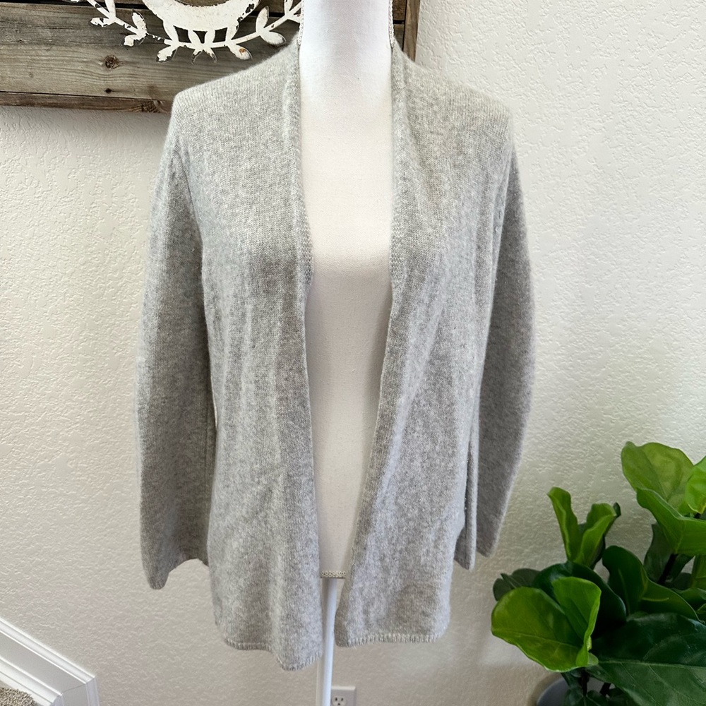 Brochu Walker 100% cashmere gray‎ draped open cardigan sweater ladies M